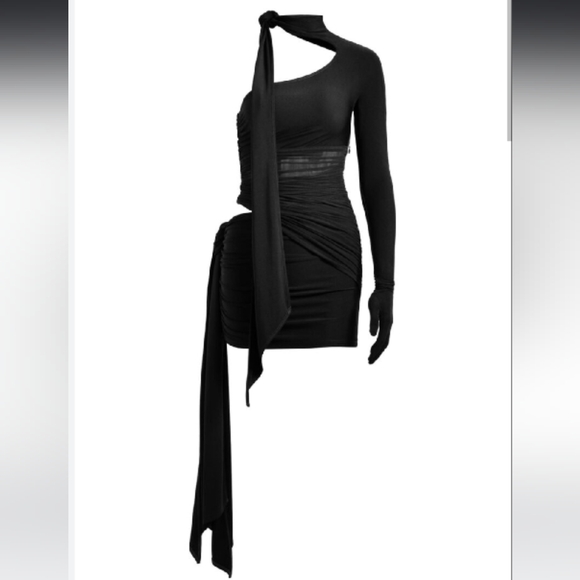 Dresses & Skirts - NWT Mugler x HM Limited Edition gathered one-shoulder black mini dress, sz small